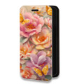 Дизайнерский горизонтальный чехол-книжка для Samsung Galaxy A12 Цветы и бабочки