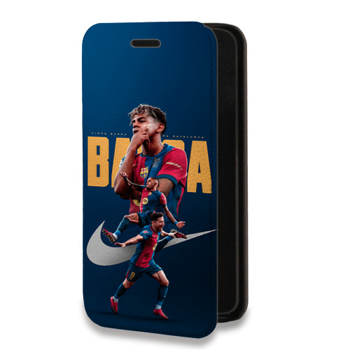 Дизайнерский горизонтальный чехол-книжка для Samsung Galaxy A12 Барселона Barca Yamal 