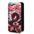 Дизайнерский горизонтальный чехол-книжка для Samsung Galaxy A12 Дракон Японский