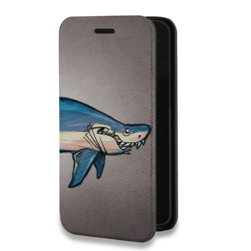 Дизайнерский горизонтальный чехол-книжка для Samsung Galaxy S22 Ultra Акулы