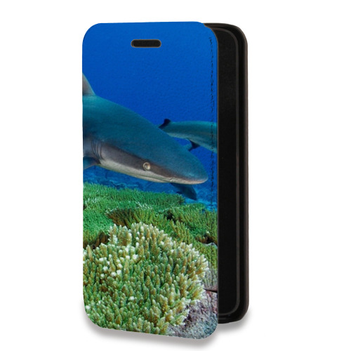 Дизайнерский горизонтальный чехол-книжка для Iphone 12 Pro Акулы