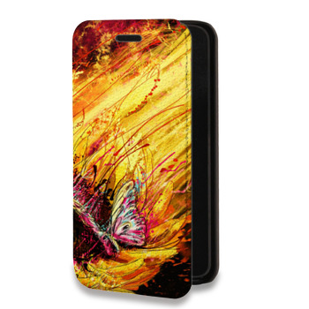 Дизайнерский горизонтальный чехол-книжка для Samsung Galaxy A6 Цветочные мазки (на заказ)