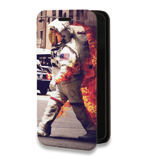Дизайнерский горизонтальный чехол-книжка для Iphone 14 Космонавт
