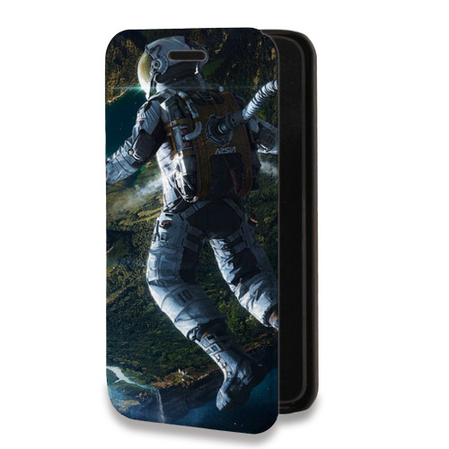 Дизайнерский горизонтальный чехол-книжка для Iphone 7 Plus / 8 Plus Космонавт