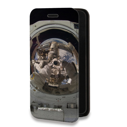 Дизайнерский горизонтальный чехол-книжка для Iphone 7 Космонавт