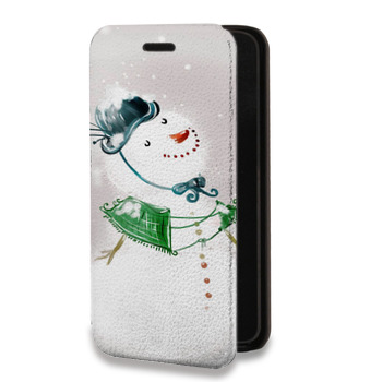 Дизайнерский горизонтальный чехол-книжка для Huawei Honor 30S Снеговики (на заказ)
