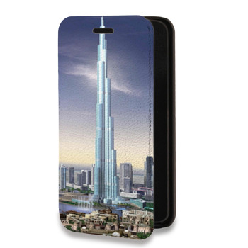 Дизайнерский горизонтальный чехол-книжка для Huawei P20 Дубаи (на заказ)