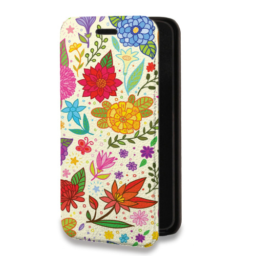 Дизайнерский горизонтальный чехол-книжка для Iphone 14 Pro Цветочные мотивы