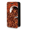 Дизайнерский горизонтальный чехол-книжка для Iphone 14 Pro Max кофе текстуры