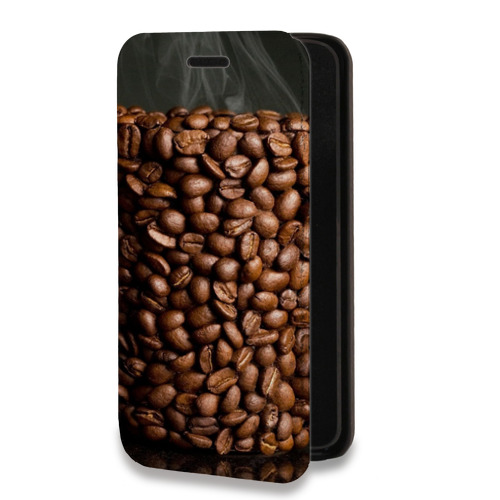 Дизайнерский горизонтальный чехол-книжка для Iphone 7 кофе текстуры