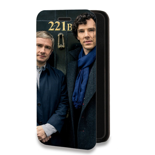 Дизайнерский горизонтальный чехол-книжка для Iphone 13 Pro Max Шерлок