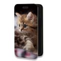 Дизайнерский горизонтальный чехол-книжка для Nokia X10 Котята