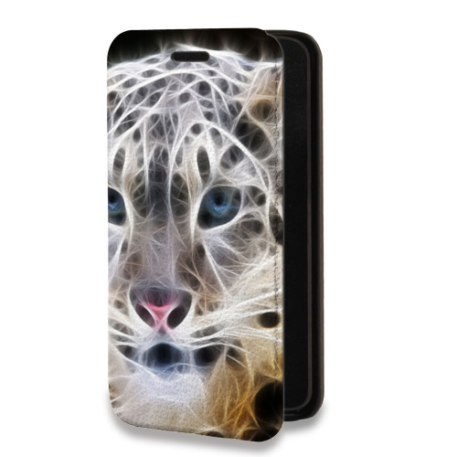 Дизайнерский горизонтальный чехол-книжка для Samsung Galaxy S22 Ultra Леопард