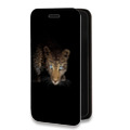 Дизайнерский горизонтальный чехол-книжка для Samsung Galaxy A12 Леопард