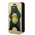 Дизайнерский горизонтальный чехол-книжка для Iphone 14 Plus Медведи