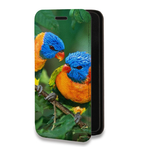 Дизайнерский горизонтальный чехол-книжка для Iphone 11 Pro Попугаи