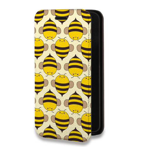 Дизайнерский горизонтальный чехол-книжка для Iphone 14 Пчелиные узоры