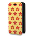 Дизайнерский горизонтальный чехол-книжка для Iphone 7 Plus / 8 Plus Бежевые цветы