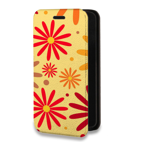 Дизайнерский горизонтальный чехол-книжка для Iphone 7 Plus / 8 Plus Бежевые цветы