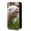 Дизайнерский горизонтальный чехол-книжка для Motorola Moto E7 Plus Свинки