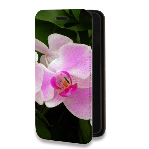 Дизайнерский горизонтальный чехол-книжка для Motorola Moto E7 Plus Орхидеи