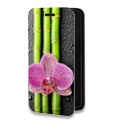 Дизайнерский горизонтальный чехол-книжка для Motorola Moto E7 Plus Орхидеи