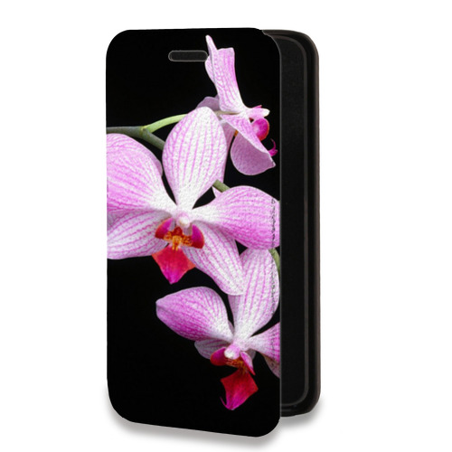 Дизайнерский горизонтальный чехол-книжка для Iphone 14 Pro Max Орхидеи
