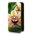 Дизайнерский горизонтальный чехол-книжка для Iphone 13 Mini Орхидеи