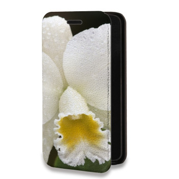 Дизайнерский горизонтальный чехол-книжка для Samsung Galaxy A6 Орхидеи (на заказ)