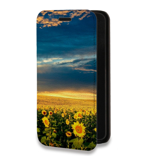 Дизайнерский горизонтальный чехол-книжка для Samsung Galaxy A51 Подсолнухи