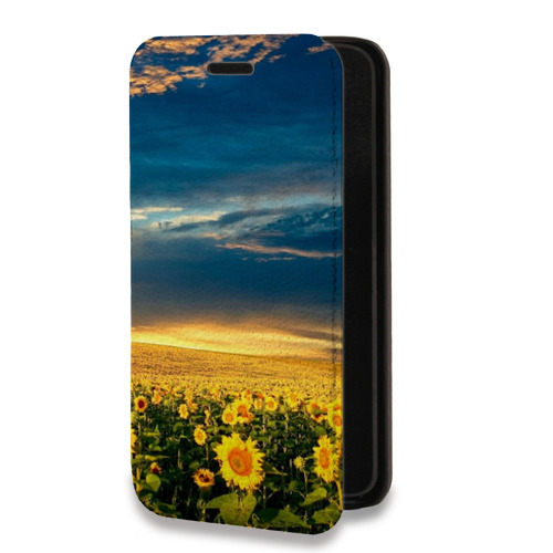 Дизайнерский горизонтальный чехол-книжка для Samsung Galaxy A32 Подсолнухи