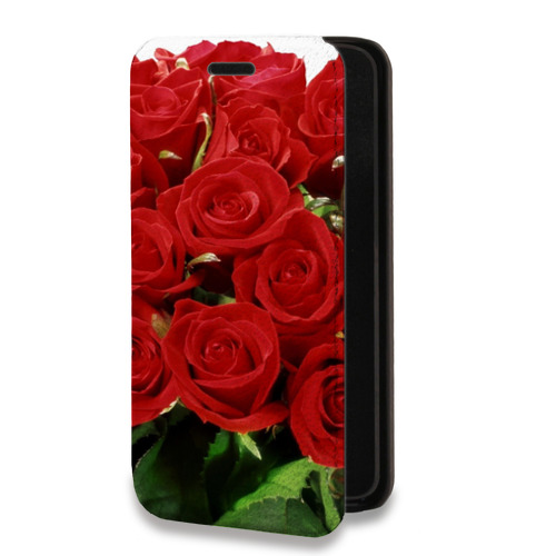 Дизайнерский горизонтальный чехол-книжка для Realme 8 Розы
