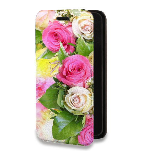 Дизайнерский горизонтальный чехол-книжка для Samsung Galaxy S22 Ultra Розы