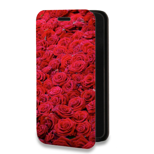 Дизайнерский горизонтальный чехол-книжка для Iphone 7 Розы