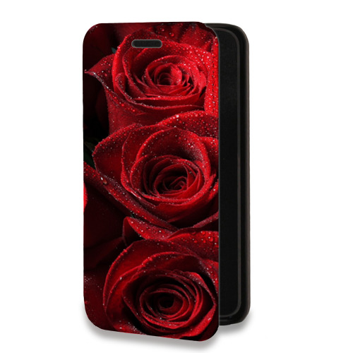Дизайнерский горизонтальный чехол-книжка для Iphone 7 Розы