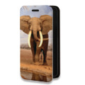 Дизайнерский горизонтальный чехол-книжка для Iphone 13 Mini Слоны