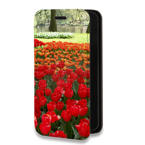 Дизайнерский горизонтальный чехол-книжка для Xiaomi RedMi Note 10 Pro Тюльпаны