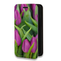 Дизайнерский горизонтальный чехол-книжка для Tecno Spark 8C Тюльпаны