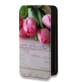 Дизайнерский горизонтальный чехол-книжка для Iphone 6/6s Тюльпаны