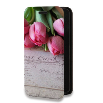 Дизайнерский горизонтальный чехол-книжка для Huawei P20 Тюльпаны (на заказ)