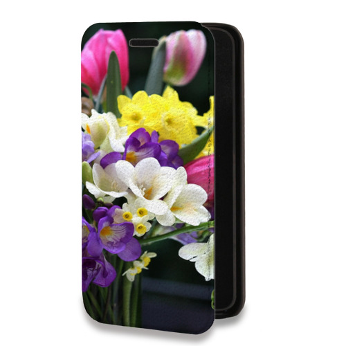 Дизайнерский горизонтальный чехол-книжка для Samsung Galaxy S22 Ultra Тюльпаны