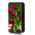 Дизайнерский горизонтальный чехол-книжка для Iphone 13 Pro Тюльпаны