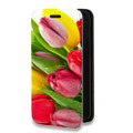 Дизайнерский горизонтальный чехол-книжка для Huawei P40 Lite E Тюльпаны