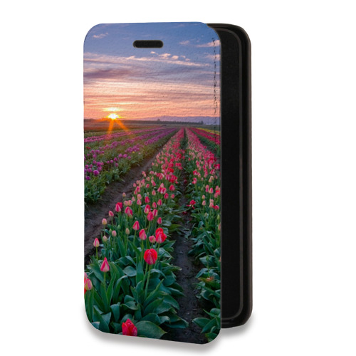 Дизайнерский горизонтальный чехол-книжка для Iphone 14 Pro Тюльпаны