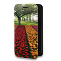 Дизайнерский горизонтальный чехол-книжка для Huawei Honor 50 Тюльпаны