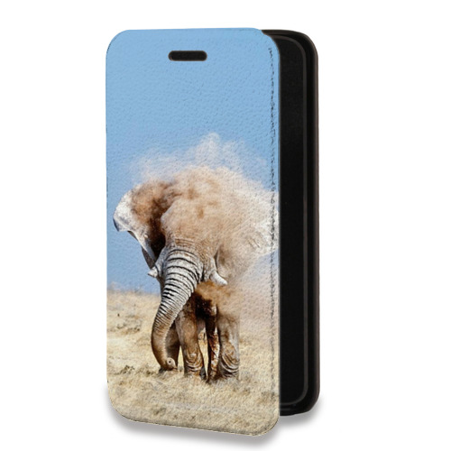 Дизайнерский горизонтальный чехол-книжка для Iphone 14 Слоны