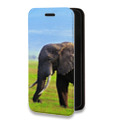 Дизайнерский горизонтальный чехол-книжка для Realme C35 Слоны