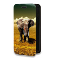 Дизайнерский горизонтальный чехол-книжка для Iphone 13 Mini Слоны