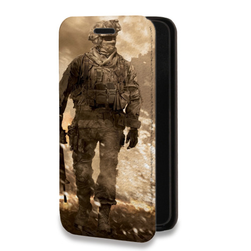 Дизайнерский горизонтальный чехол-книжка для Iphone 14 Pro Call of duty
