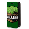Дизайнерский горизонтальный чехол-книжка для Iphone 14 Pro Minecraft